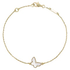 Van Cleef & Arples Sweet Butterflies 18K Yellow Gold & Mother Of Pearl Bracelet