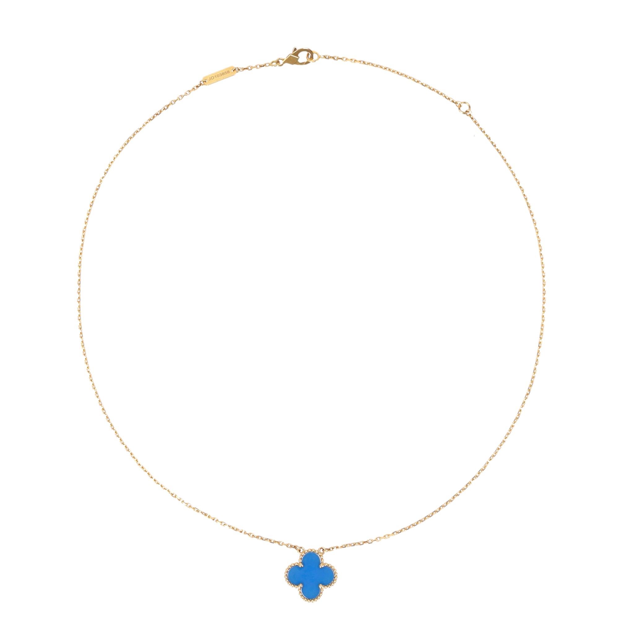 Van Cleef & Arples Vintage Alhambra Achat-Motiv & 18k Gold Anhänger Halskette (Gemischter Schliff) im Angebot