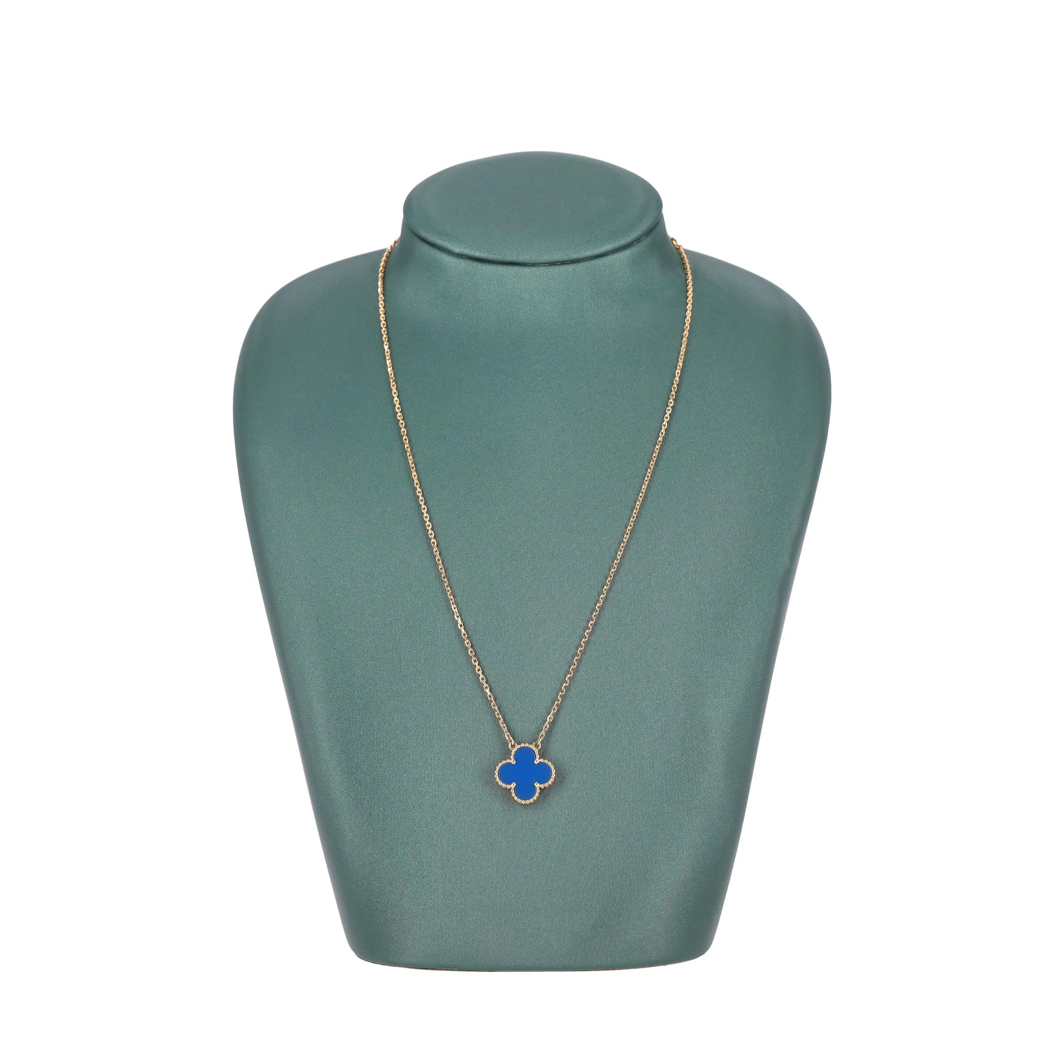 Van Cleef & Arples Vintage Alhambra Achat-Motiv & 18k Gold Anhänger Halskette Damen im Angebot