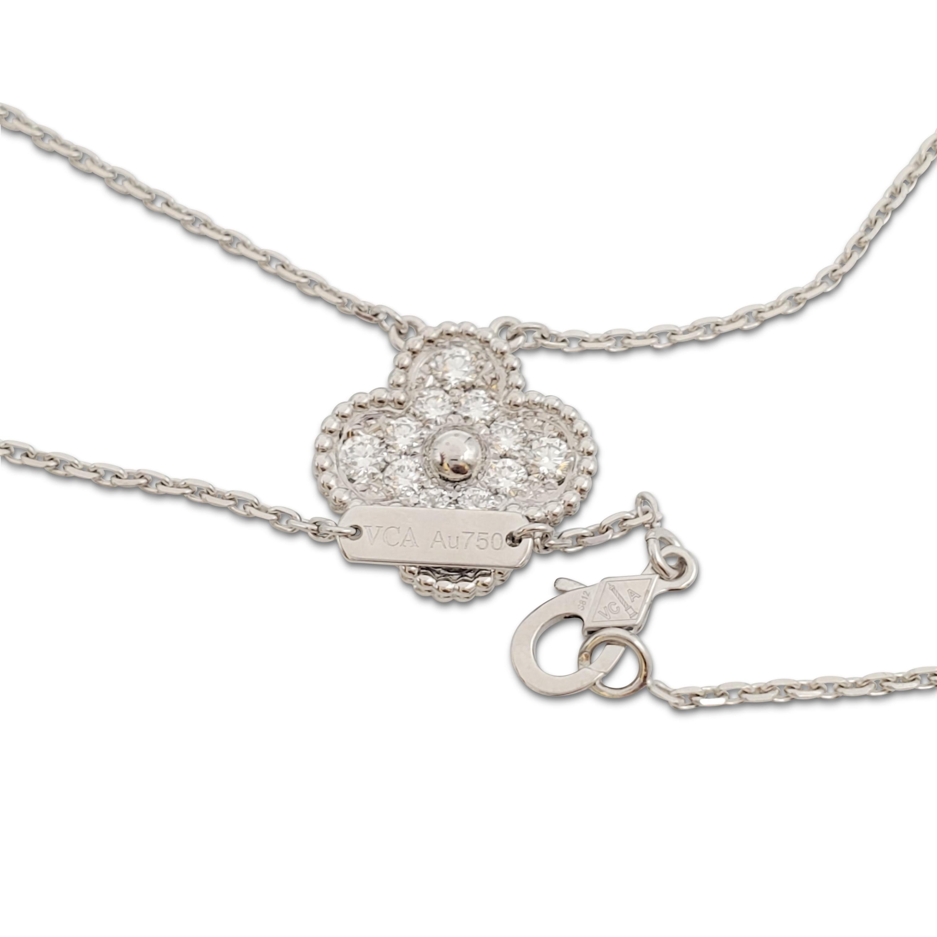 Women's or Men's Van Cleef & Arples 'Vintage Alhmabra' White Gold and Diamond Pendant Necklace