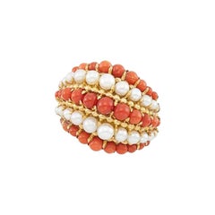 Van Cleef & Arpels Coral Pearl Gold Retro Ring