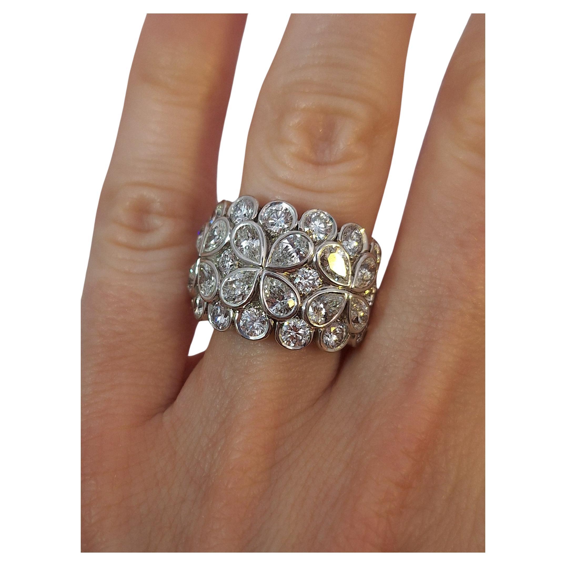 Van Cleef Diamond Flower Band Ring For Sale
