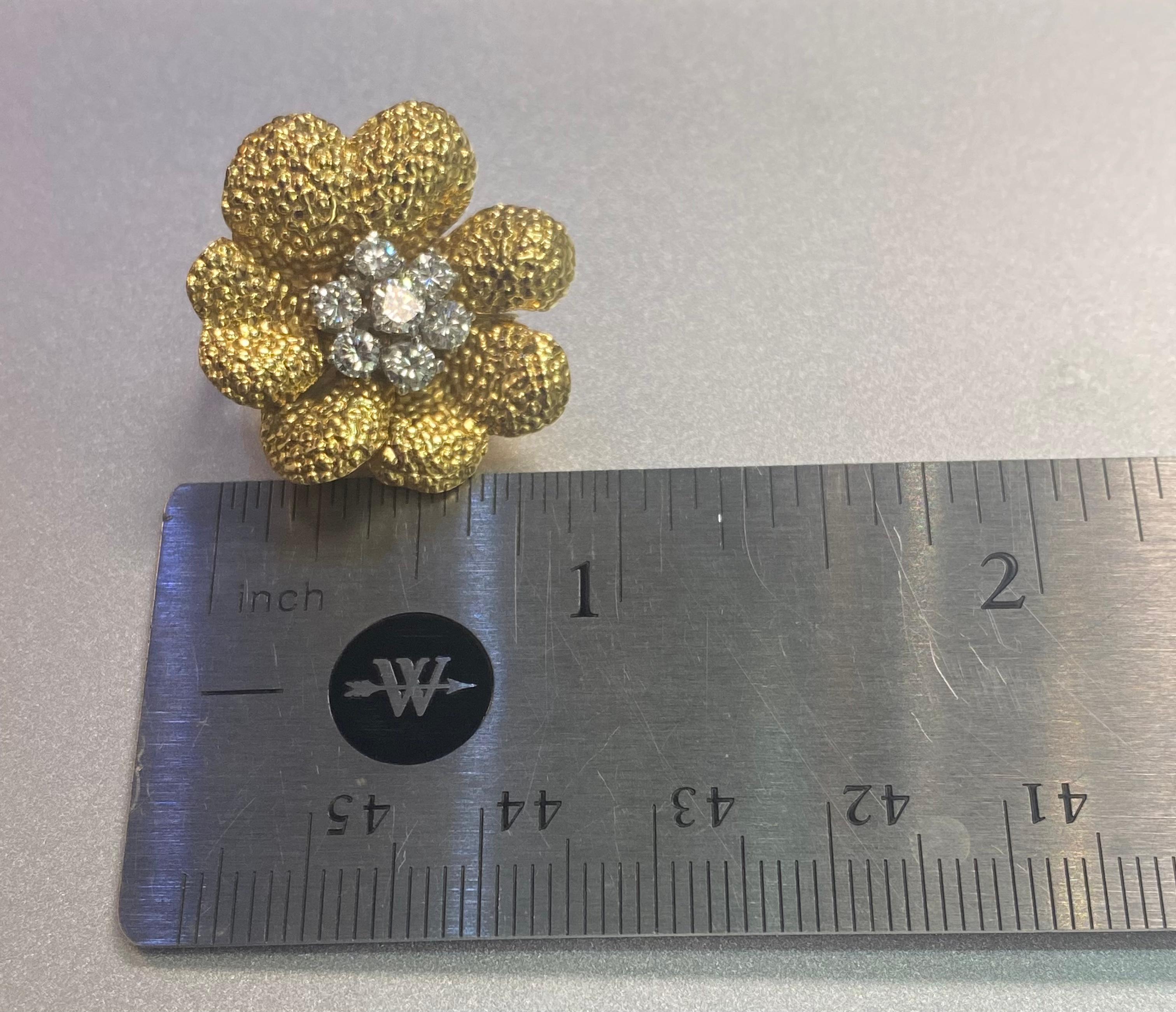 Van Cleef & Arpels Diamond Flower Brooch & Earrings Set 10