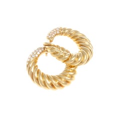 Van Cleef Diamond Gold Hoop Earrings