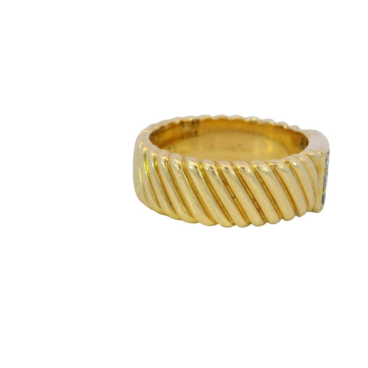Van Cleef Diamond Square Ring French Vintage 18K Yellow Gold Size 5.75 In Good Condition For Sale In Fairfield, CT
