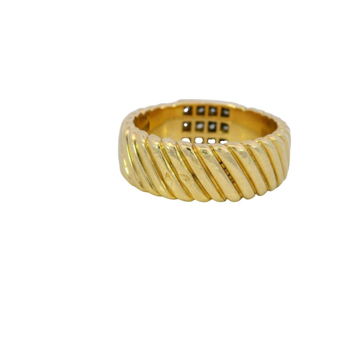 Women's Van Cleef Diamond Square Ring French Vintage 18K Yellow Gold Size 5.75 For Sale