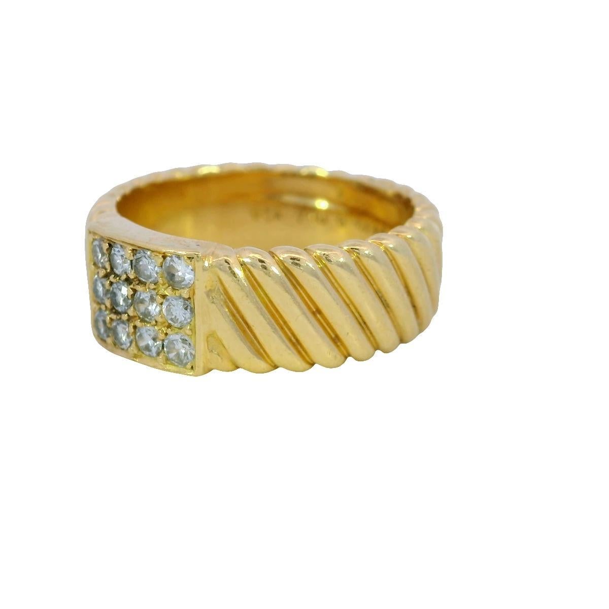Van Cleef Diamond Square Ring French Vintage 18K Yellow Gold Size 5.75 For Sale 1