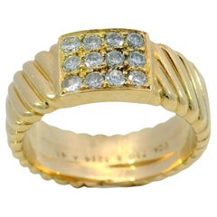 Van Cleef Diamond Square Ring French Vintage 18K Yellow Gold Size 5.75