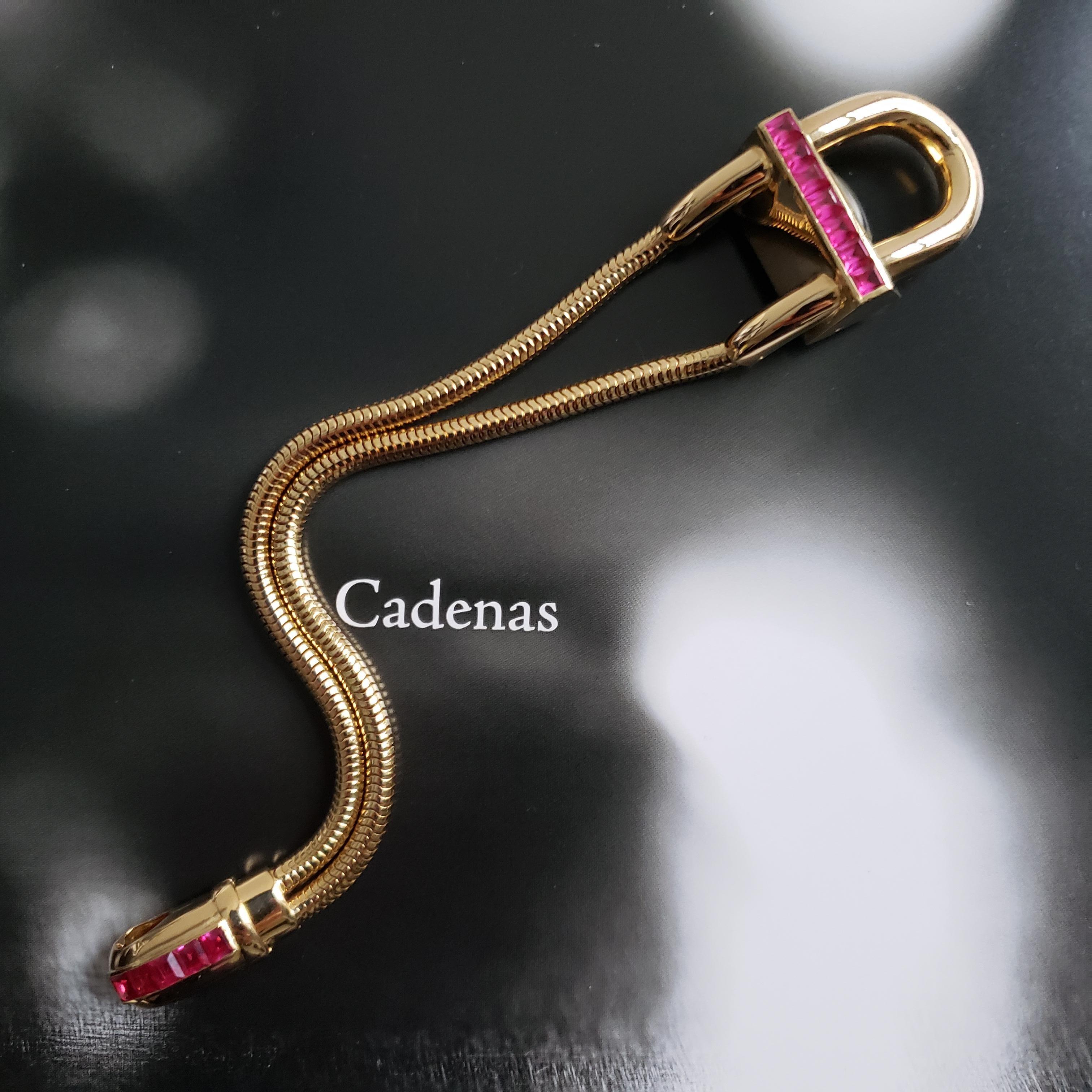 VAN CLEEF EN ARPELS Reloj Pulsera Candado Cadenas - Oro 18K Misterioso Conjunto Rubíes en venta 9