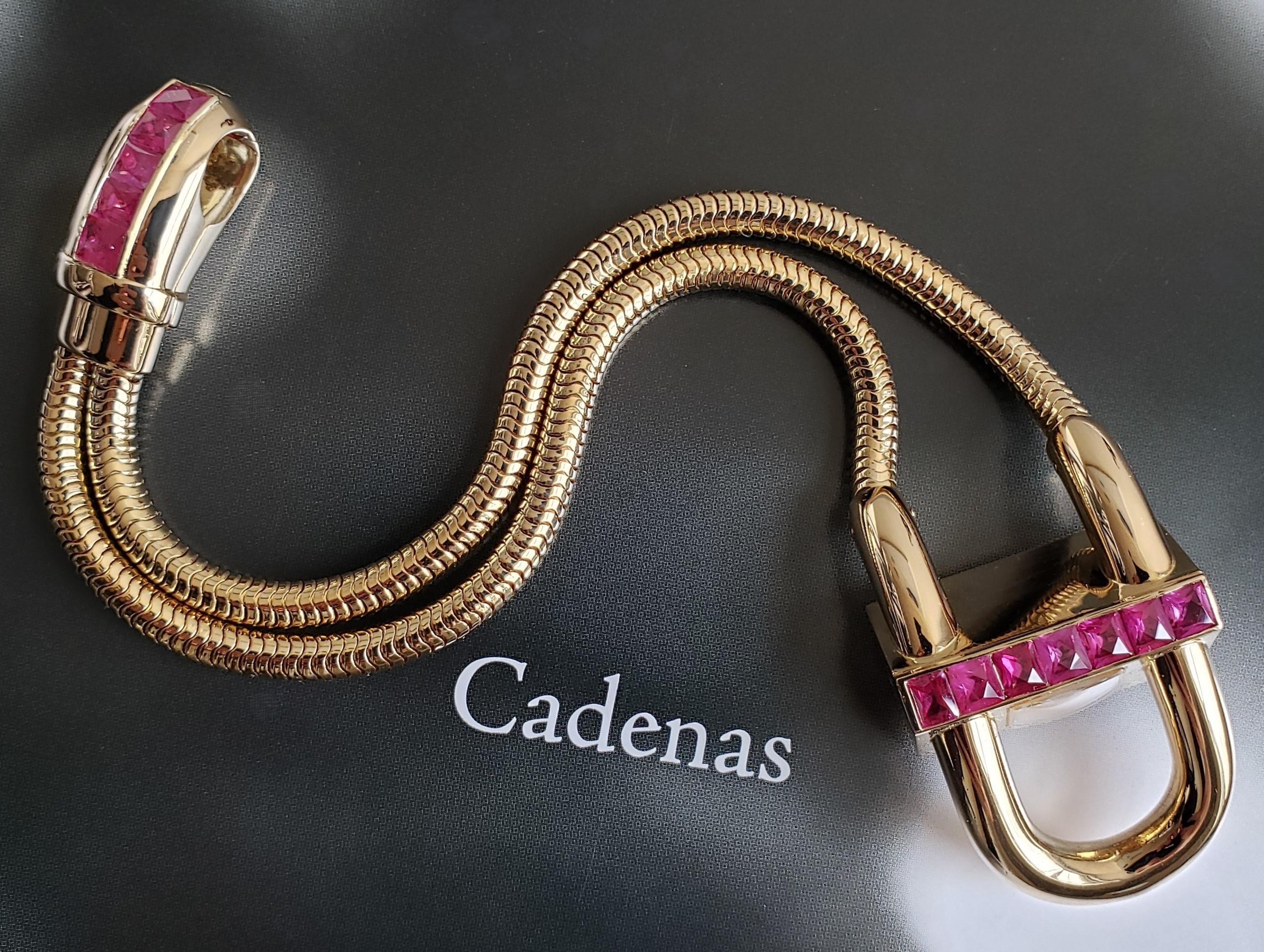 VAN CLEEF EN ARPELS Reloj Pulsera Candado Cadenas - Oro 18K Misterioso Conjunto Rubíes en venta 13