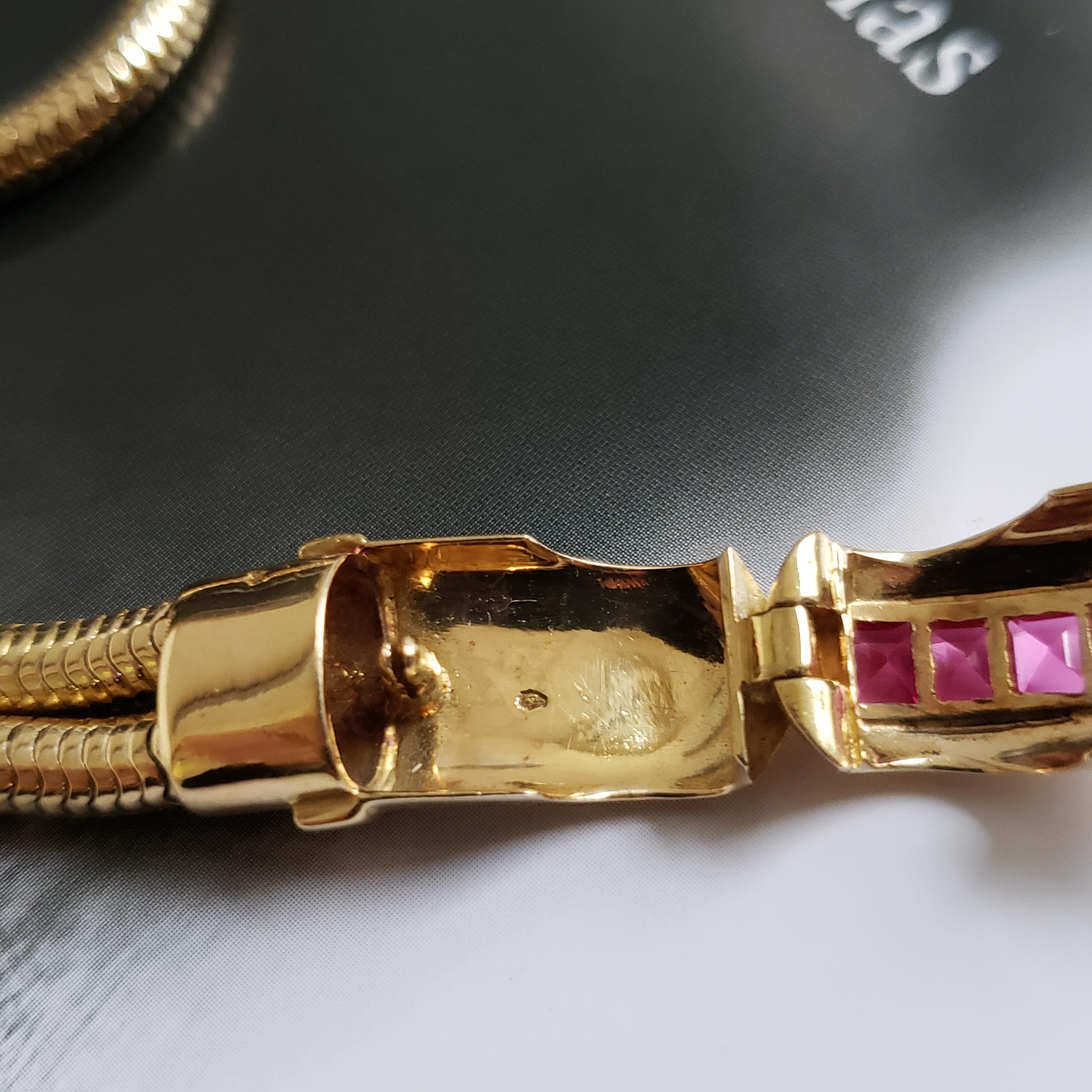 VAN CLEEF EN ARPELS Reloj Pulsera Candado Cadenas - Oro 18K Misterioso Conjunto Rubíes en venta 14