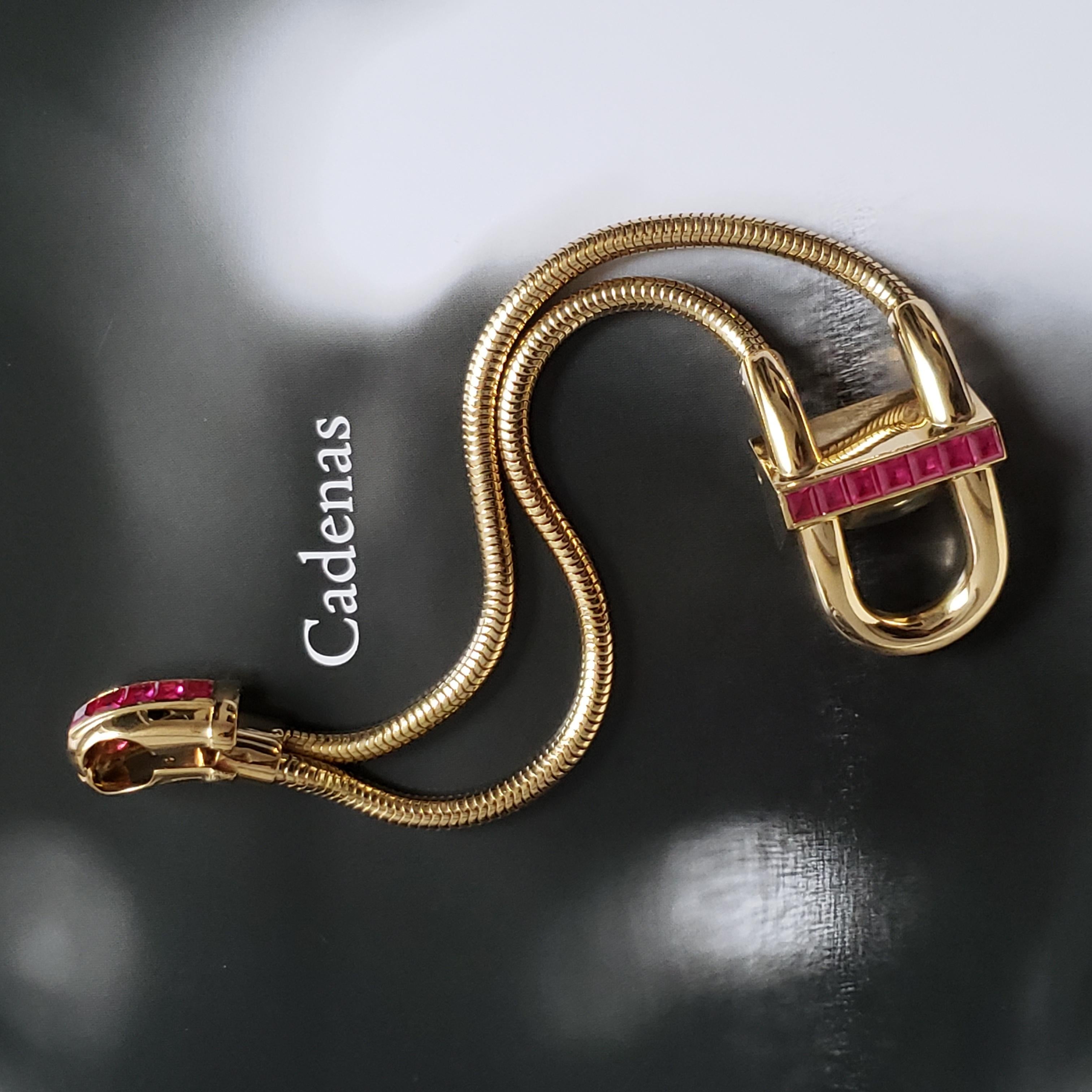 VAN CLEEF EN ARPELS Reloj Pulsera Candado Cadenas - Oro 18K Misterioso Conjunto Rubíes en venta 3