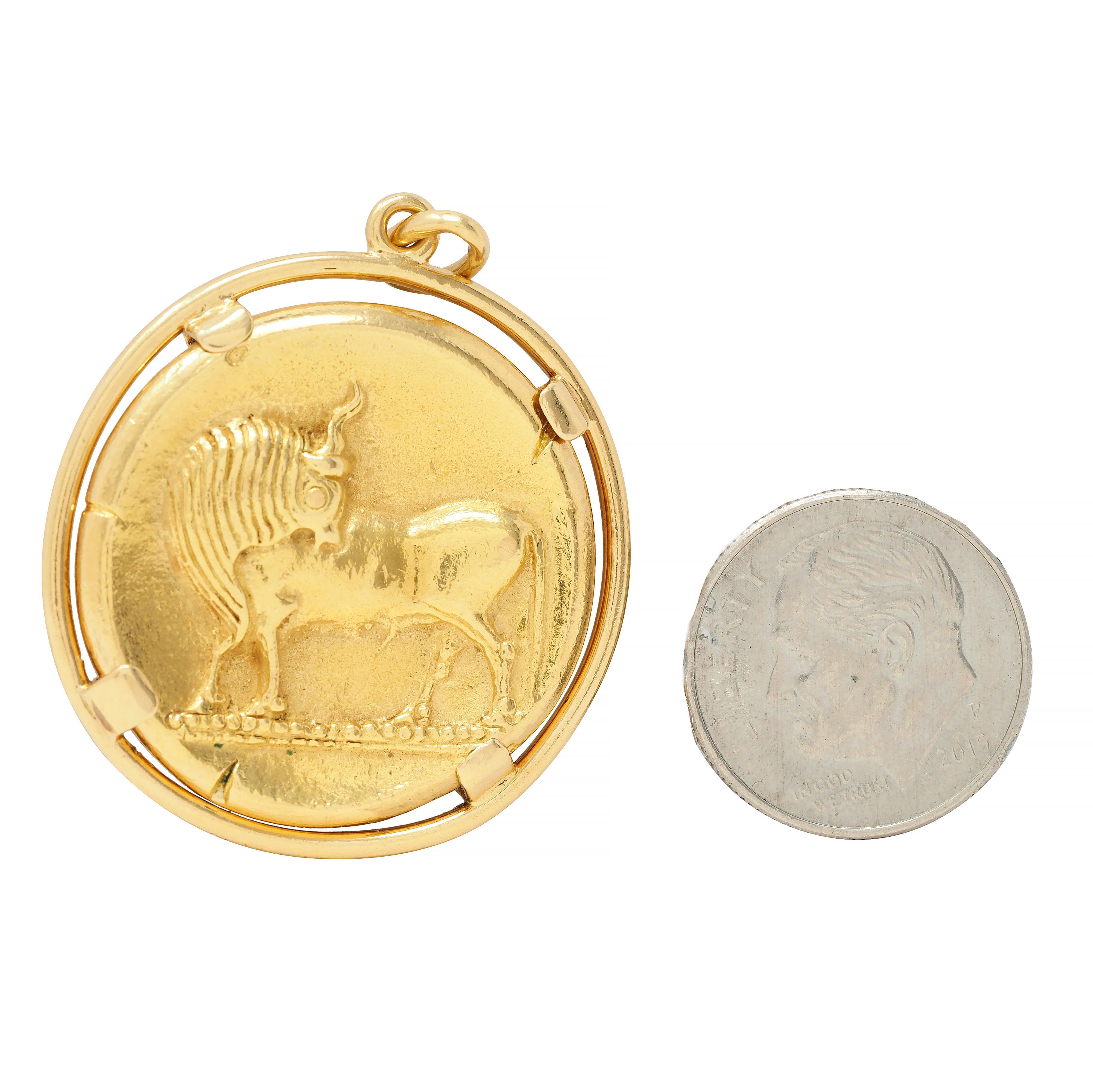 Van Cleef French 18 Karat Yellow Gold Taurus Vintage Zodiac Charm Pendant For Sale 3