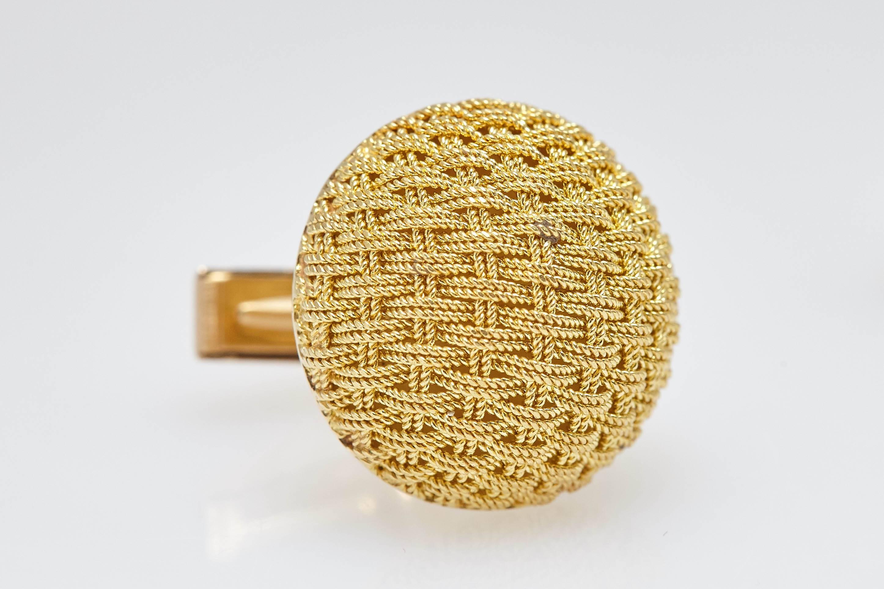 Women's or Men's Van Cleef & Arpels Gold Textured Cufflinks