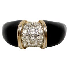Van Cleef Inspired Black 18k Gold Plated Rhinestone Cocktail Ring