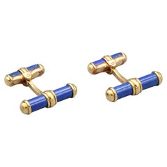 Van Cleef Boutons de manchette barre en or 18 carats et lapis