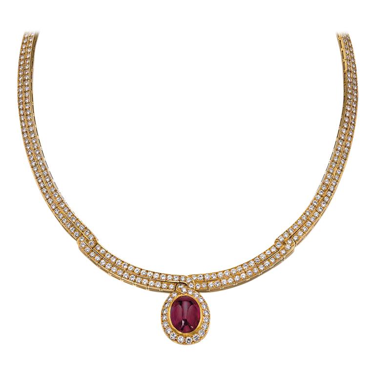 Van Cleef Ruby Diamond Gold Necklace