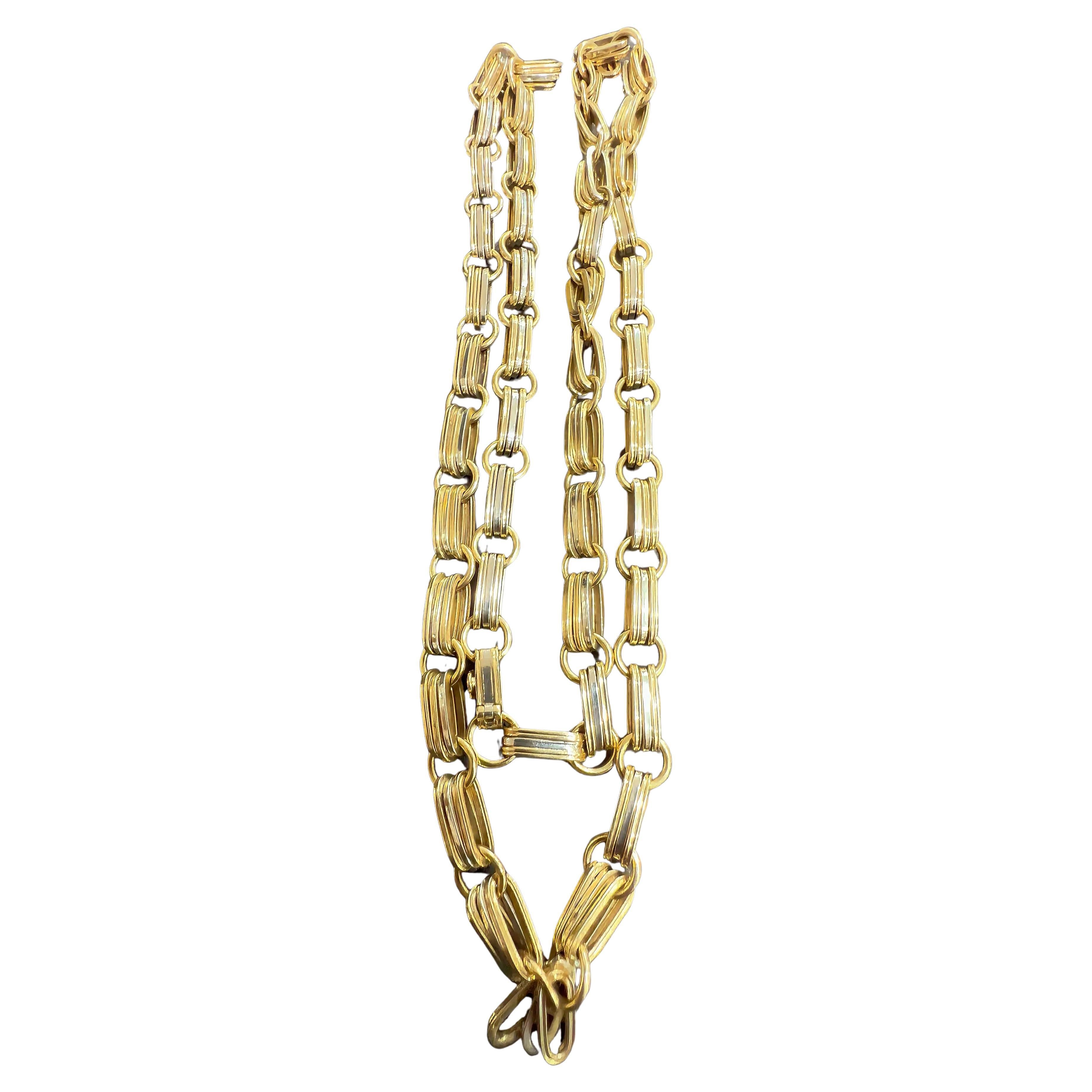 Van Cleef Vintage 18k Yellow White Gold Necklace For Sale