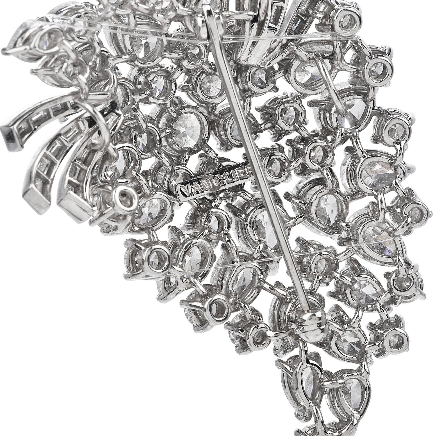 Modern Van Clief 22.05cts Diamond Platinum Brooch Pin Pendant