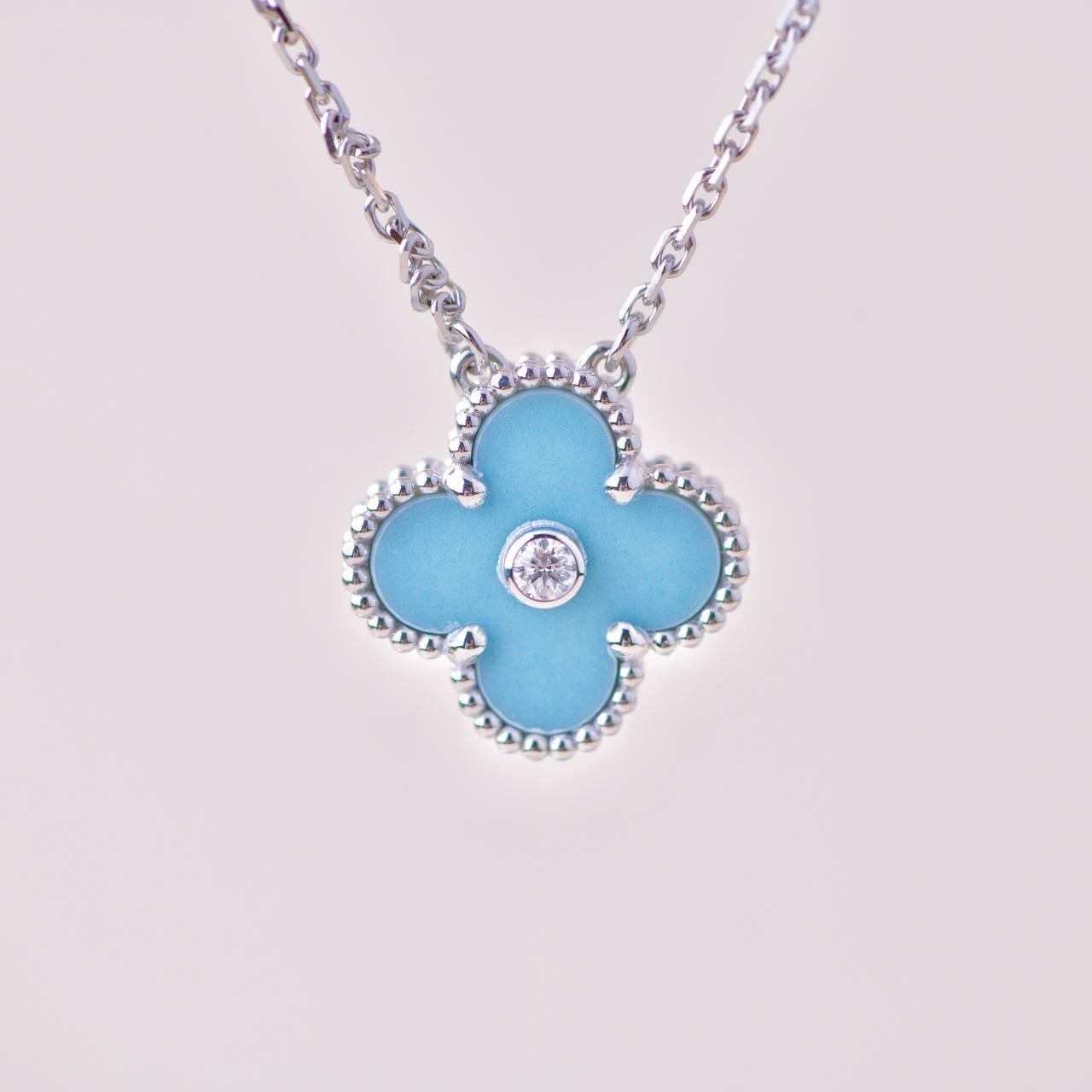  Van Cleef Vintage Alhambra Diamant Celadon Sèvres Porcelaine 2022 Holiday Pendentif Unisexe 