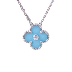 Van Cleef Vintage Alhambra Diamant Celadon Sèvres Porcelaine 2022 Holiday Pendentif
