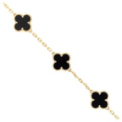Van Cleef Bracelet vintage Alhambra à cinq motifs d'onyx