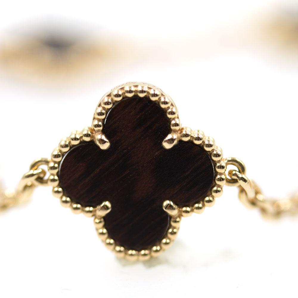 Women's Van Cleef Vintage Alhambra Leatherwood Five Motif Rose Gold Bracelet