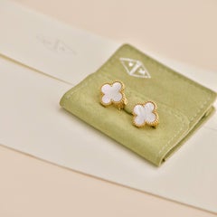 Van Cleef Vintage Alhambra Mother of Pearl 18K Yellow Gold Earrings