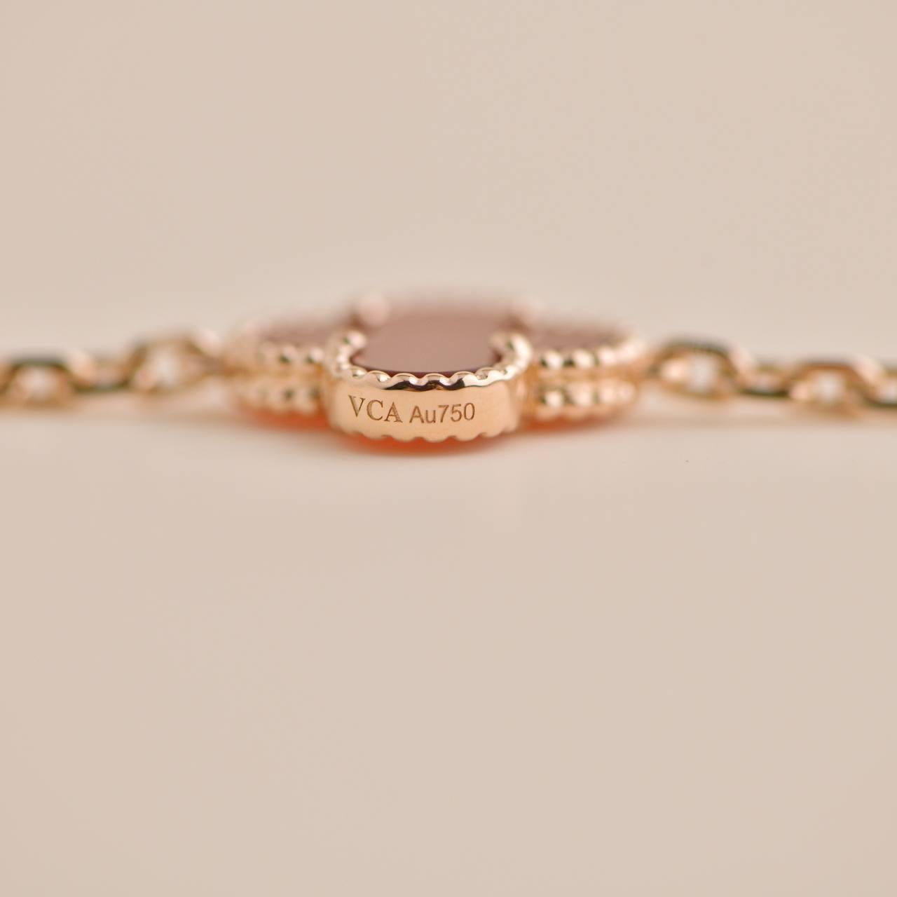 Van Cleef & Arpels Limited Carnelian Rose Gold Lucky Byzantine Alhambra Necklace 4