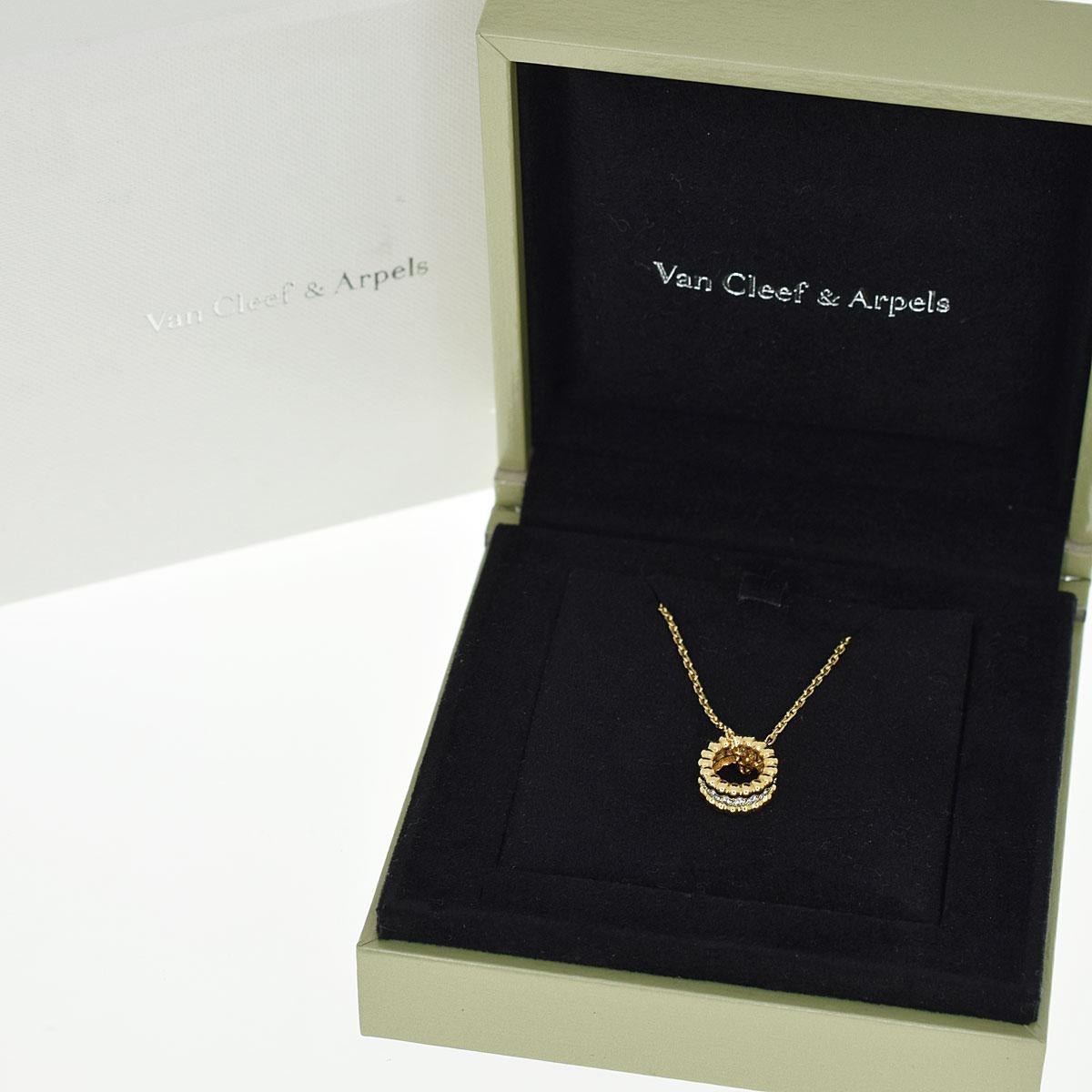 Van Cleef & Arpels 18 Karat Yellow Gold Perlee Diamond Pendant Necklace 1