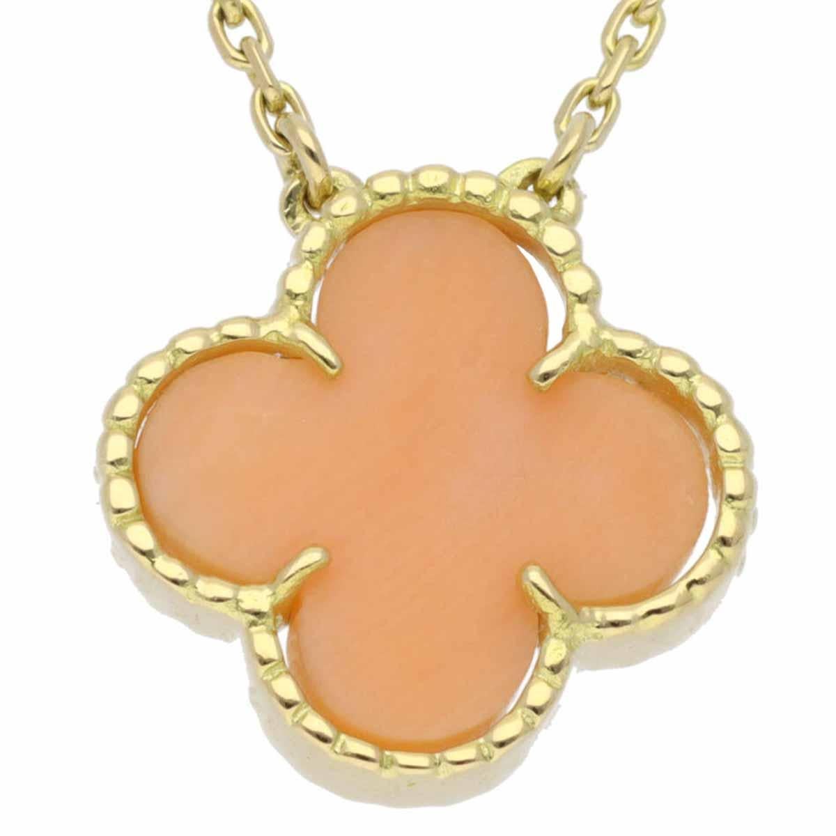 Brand:Van Cleef&Arpels
Name:Vintage Alhambra Pendant Necklace
Material:Coral, 750 K18 YG Yellow Gold
Weight:5.0g(Approx）
neck around:37-42cm / 14.56in-16.53in(Approx）
Top size:H14.57mm×W14.92mm / H0.57in×W0.58in(Approx）
Comes with:Van Cleef & Arpels