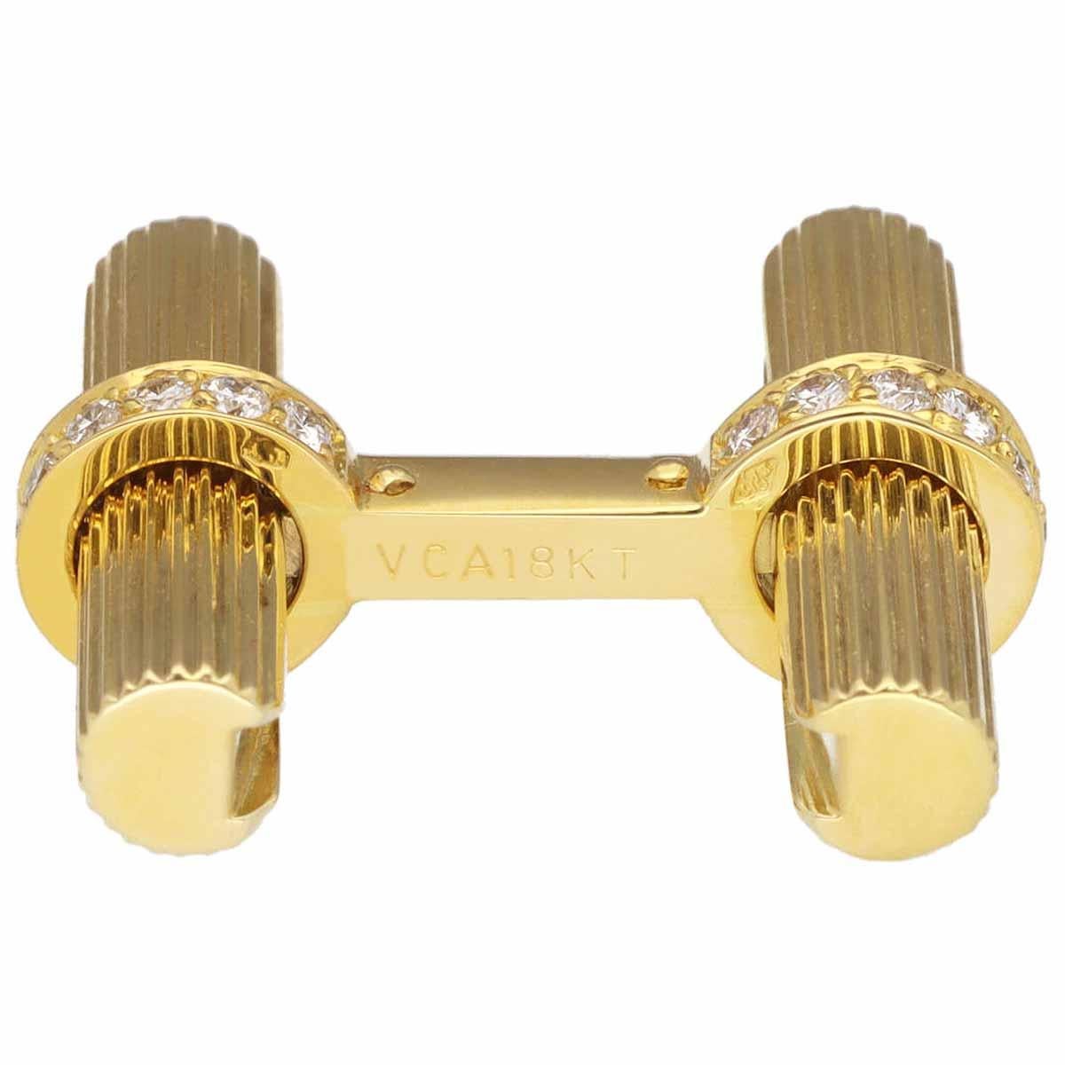 Van Cleef & Arpels Diamonds 18 Karat Yellow Gold Cufflinks 7 Color Set For Sale 1