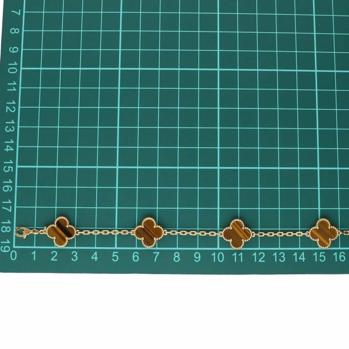 Van Cleef & Arpels Vintage Collier Alhambra 10 motifs Or jaune 18K Oeil de Tigre en vente 2
