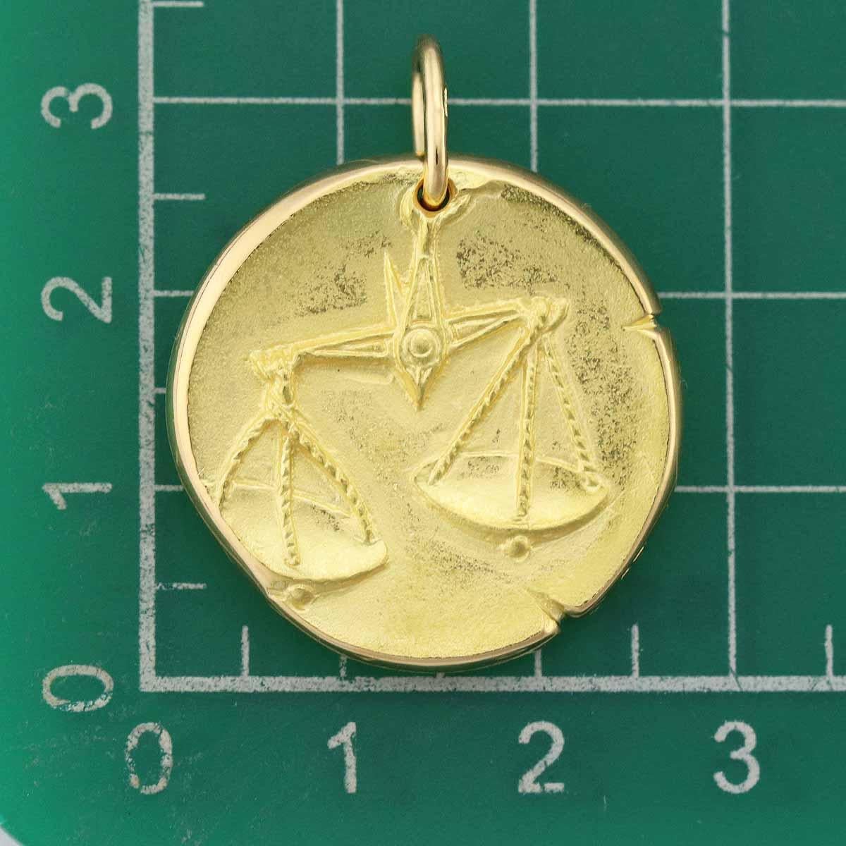 Women's or Men's Van Cleef & Arpels Vintage Zodiac Charm Coin Pendant Libra 18 Kt Yellow Gold