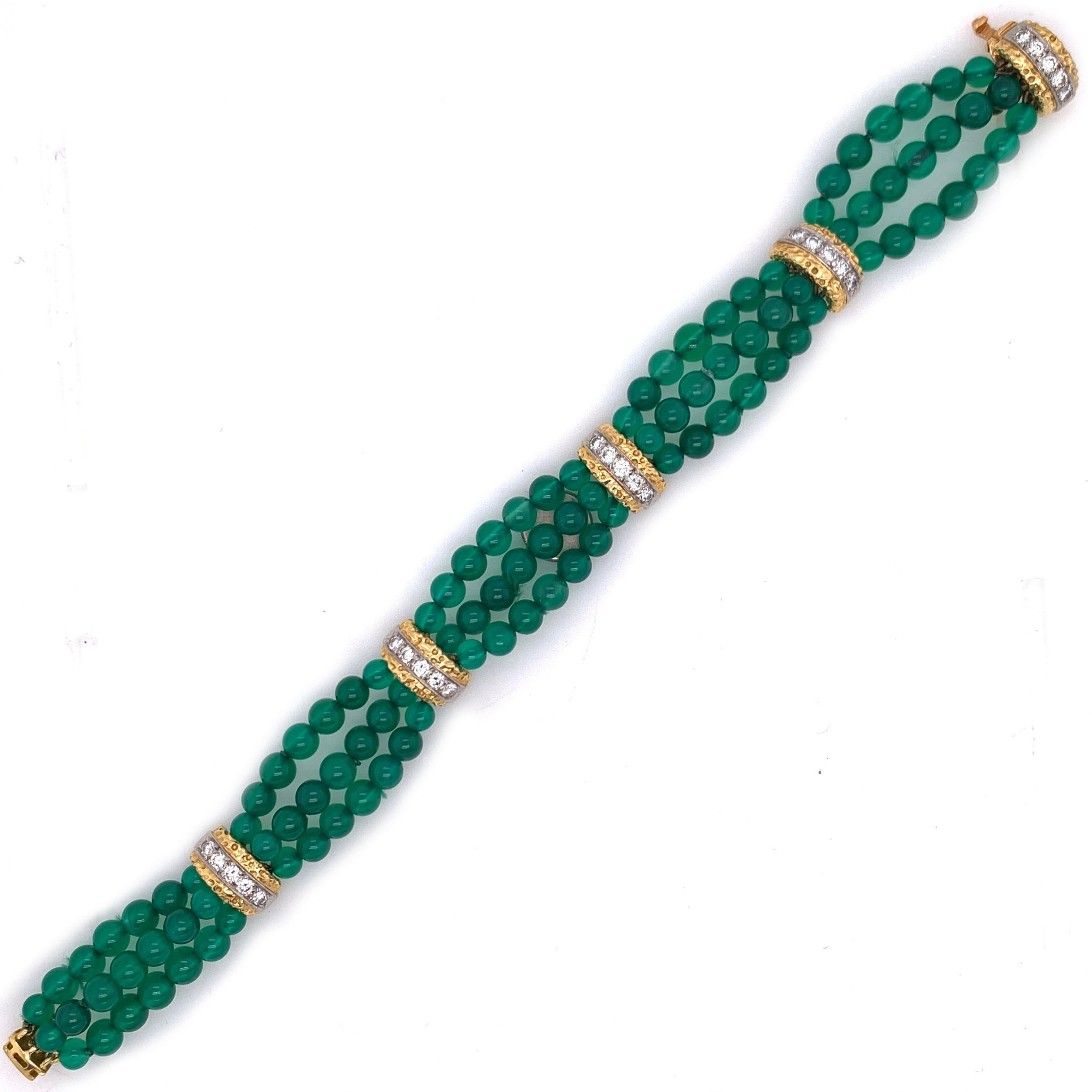 Van Cleefs & Arpels Perlenarmband aus 18 Karat Gelbgold mit Chalcedon und Diamanten im Zustand „Hervorragend“ im Angebot in West Palm Beach, FL