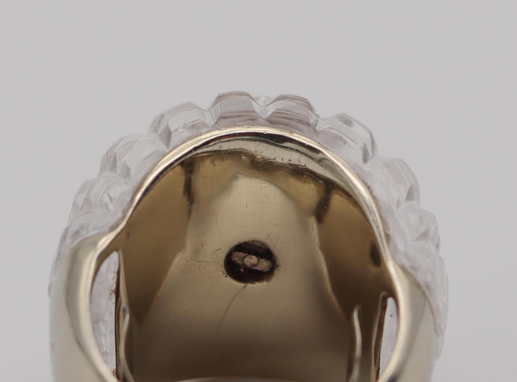 Van Cleefs & Arpels 1970 Cocktail Bombe Ring in 18Kt with Diamond & Rock Quartz For Sale 4