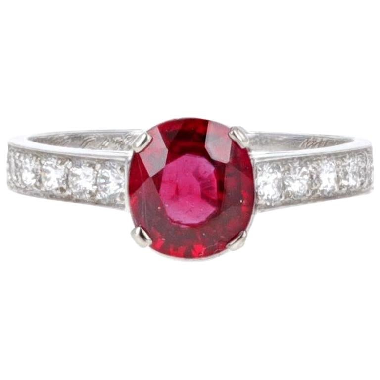 Van Cleep & Arpels, GIA, 1.38 Carat Burma No Heat Pigeon’s Blood Ruby Ring