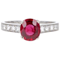 Van Cleep & Arpels, GIA, 1.38 Carat Burma No Heat Pigeon’s Blood Ruby Ring