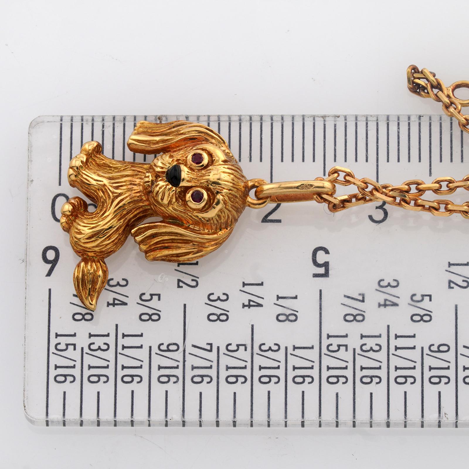VAN CLEF & ARPELS Collana con ciondolo a forma di cane in oro giallo e smalto color rubino 2