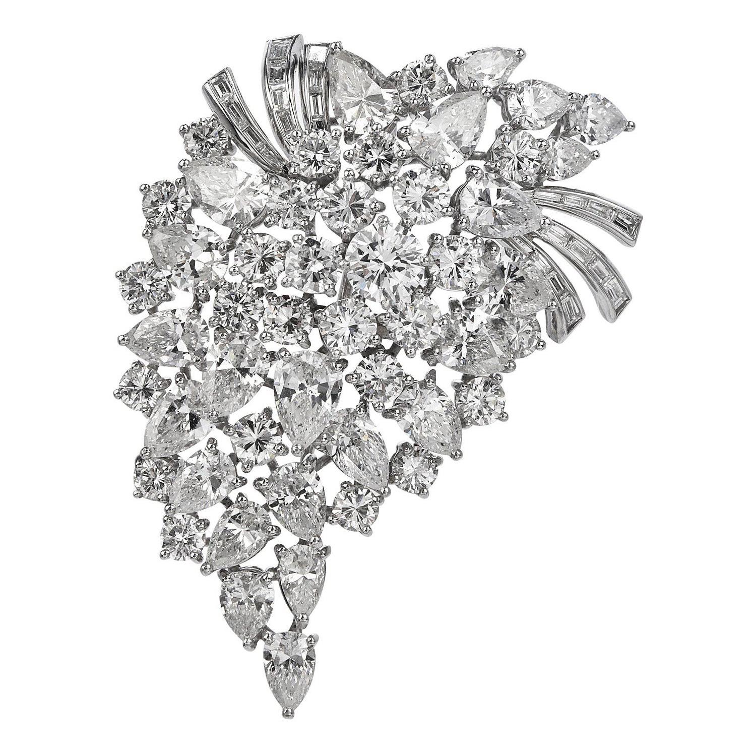 Van Clief 22.05cts Diamond Platinum Brooch Pin Pendant
