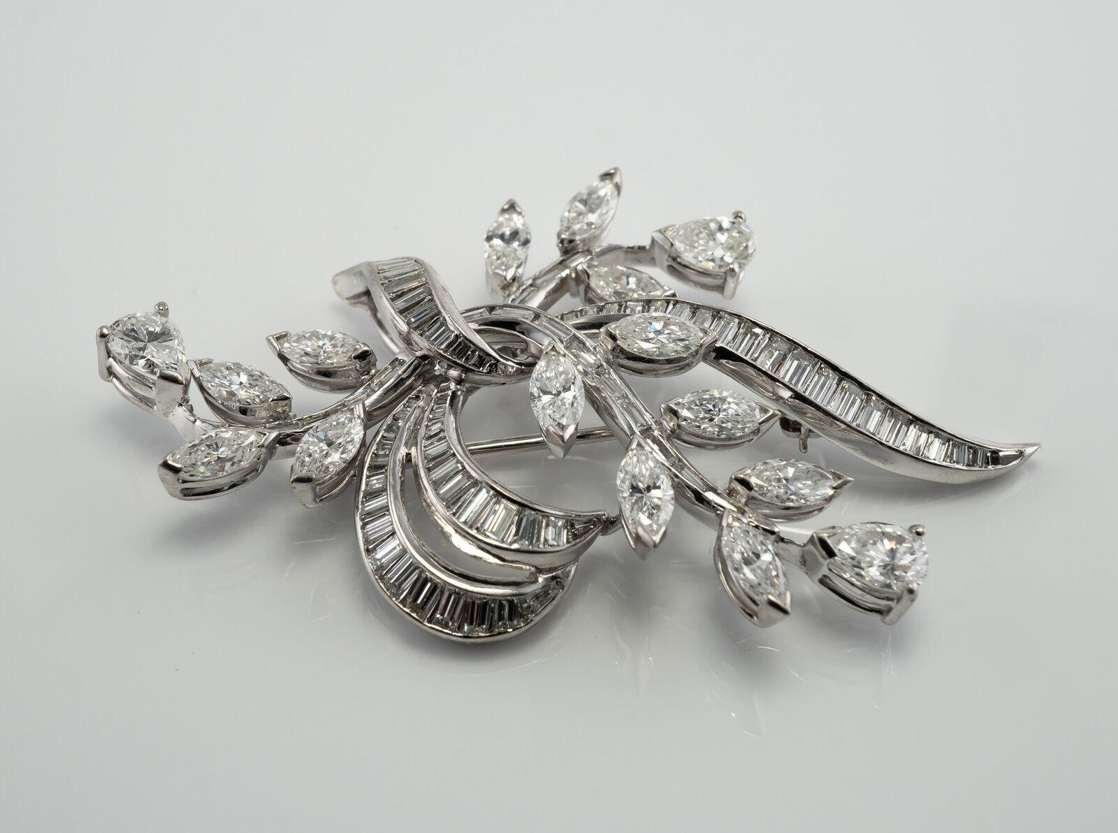 Elwood Van Clief Diamond Flower Pendant Platinum Brooch 7.56 TDW For Sale 3