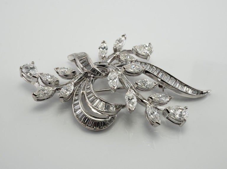 Elwood Van Clief Diamond Flower Pendant Platinum Brooch 7.56 TDW For