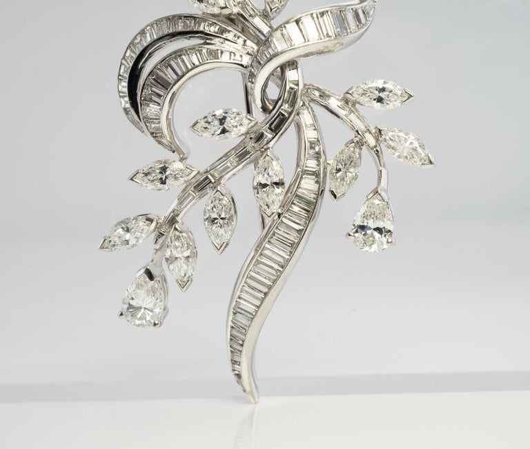 Elwood Van Clief Diamond Flower Pendant Platinum Brooch 7.56 TDW For