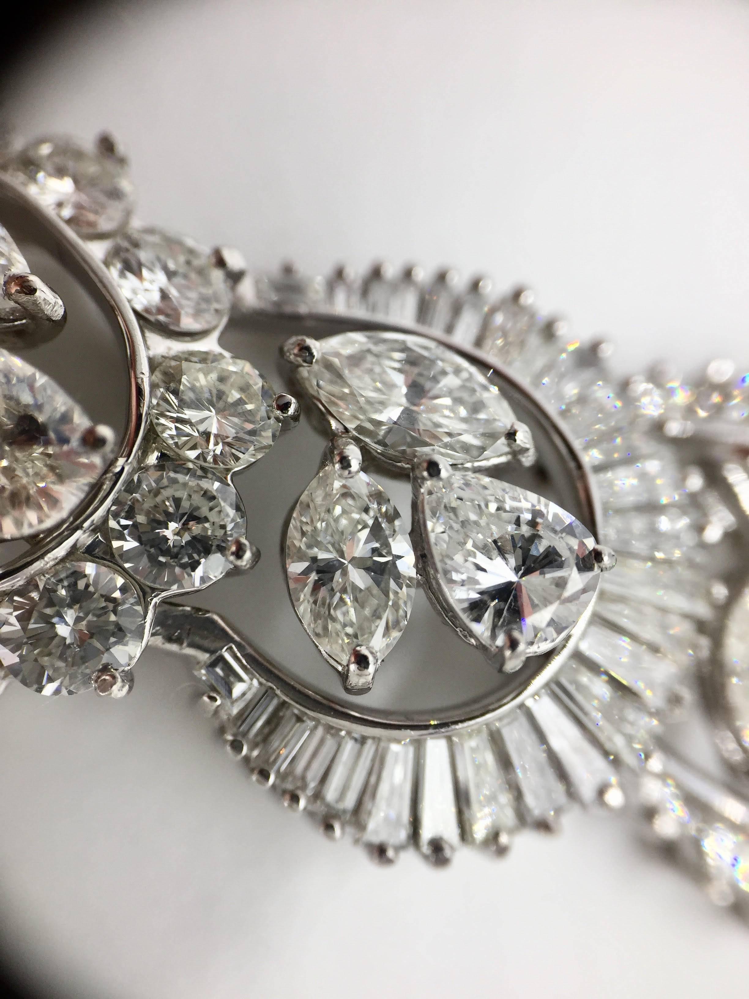 Women's Van Clief Victorian Style Platinum Diamond Bracelet Approximately 25.00 Carat