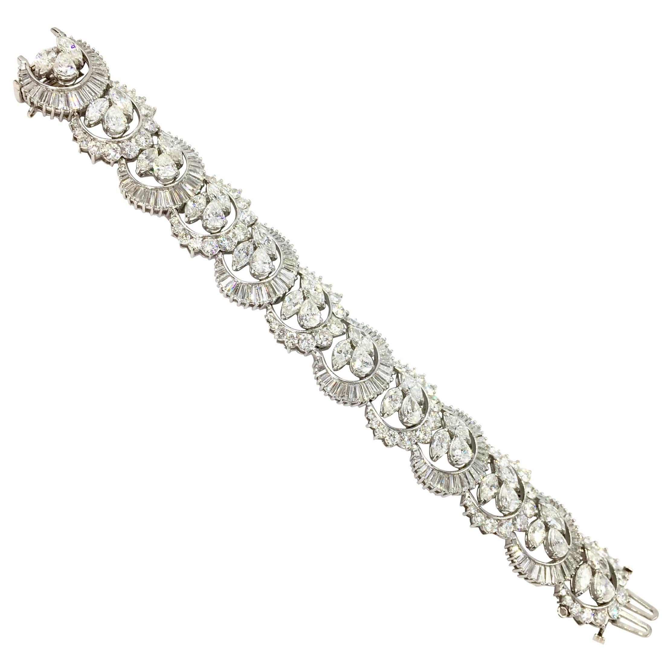 Van Clief Victorian Style Platinum Diamond Bracelet Approximately 25.00 Carat