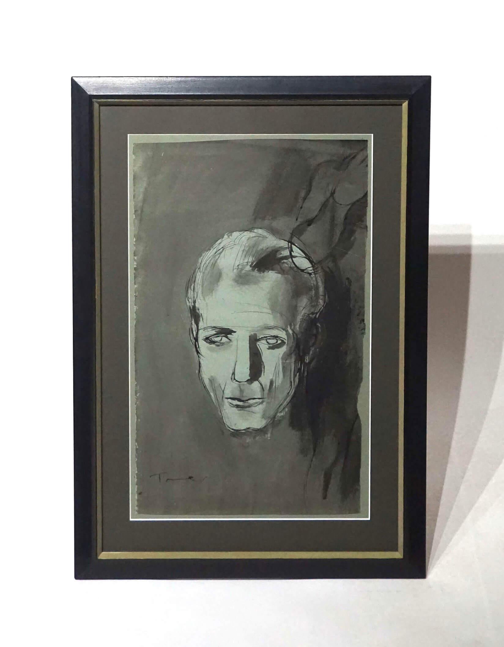 Van Day Truex Ink Wash and Watercolor Self-Portrait, circa 1945 (20. Jahrhundert) im Angebot