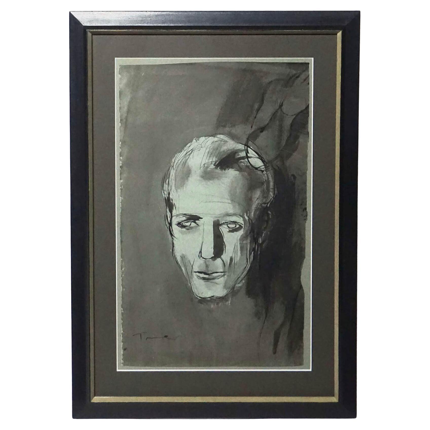 Van Day Truex Ink Wash and Watercolor Self-Portrait, circa 1945