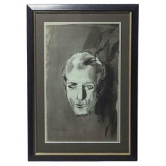 Van Day Truex Ink Wash and Watercolor Self-Portrait, circa 1945