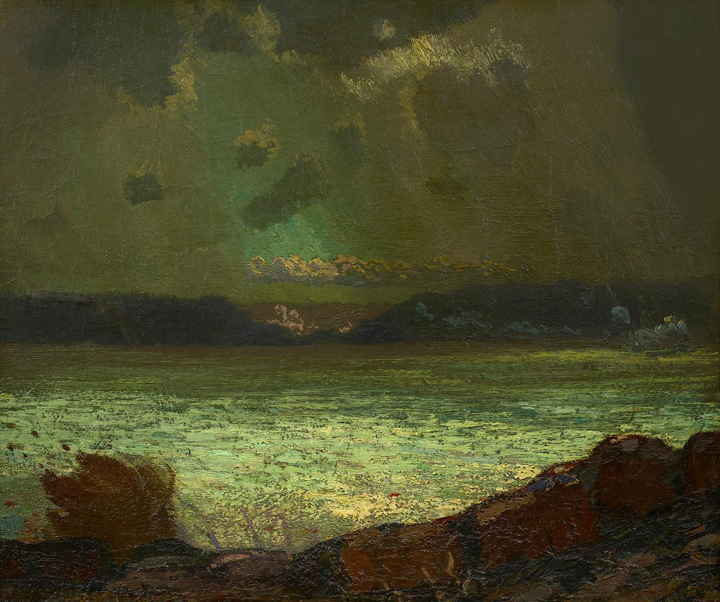 Van Dearing Perrine Landscape Painting - Hudson Storm, 1906