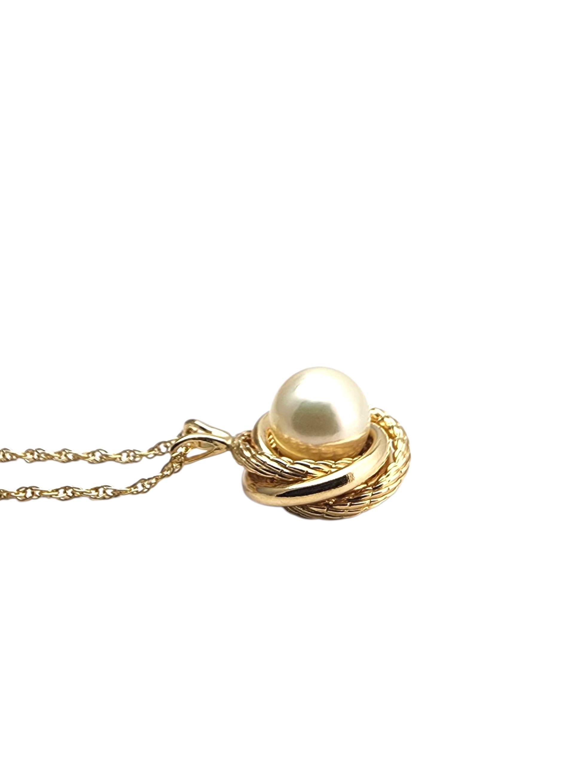 Van Dell 14K Gelbgold Perlenkette mit Anhänger #22844 im Angebot 2
